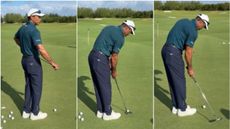Tiger Woods giving a putting clinic at the 2025 Hero World Challenge at Albany Golf Club in the Bahamas