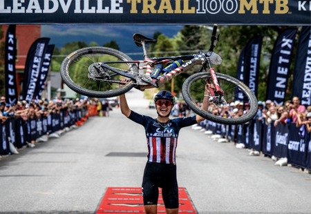 Melisa Rollins celebrates a solo win at 2026 Leadville Trail 100 MTB, her second victory at the Colorado mountain bike race
