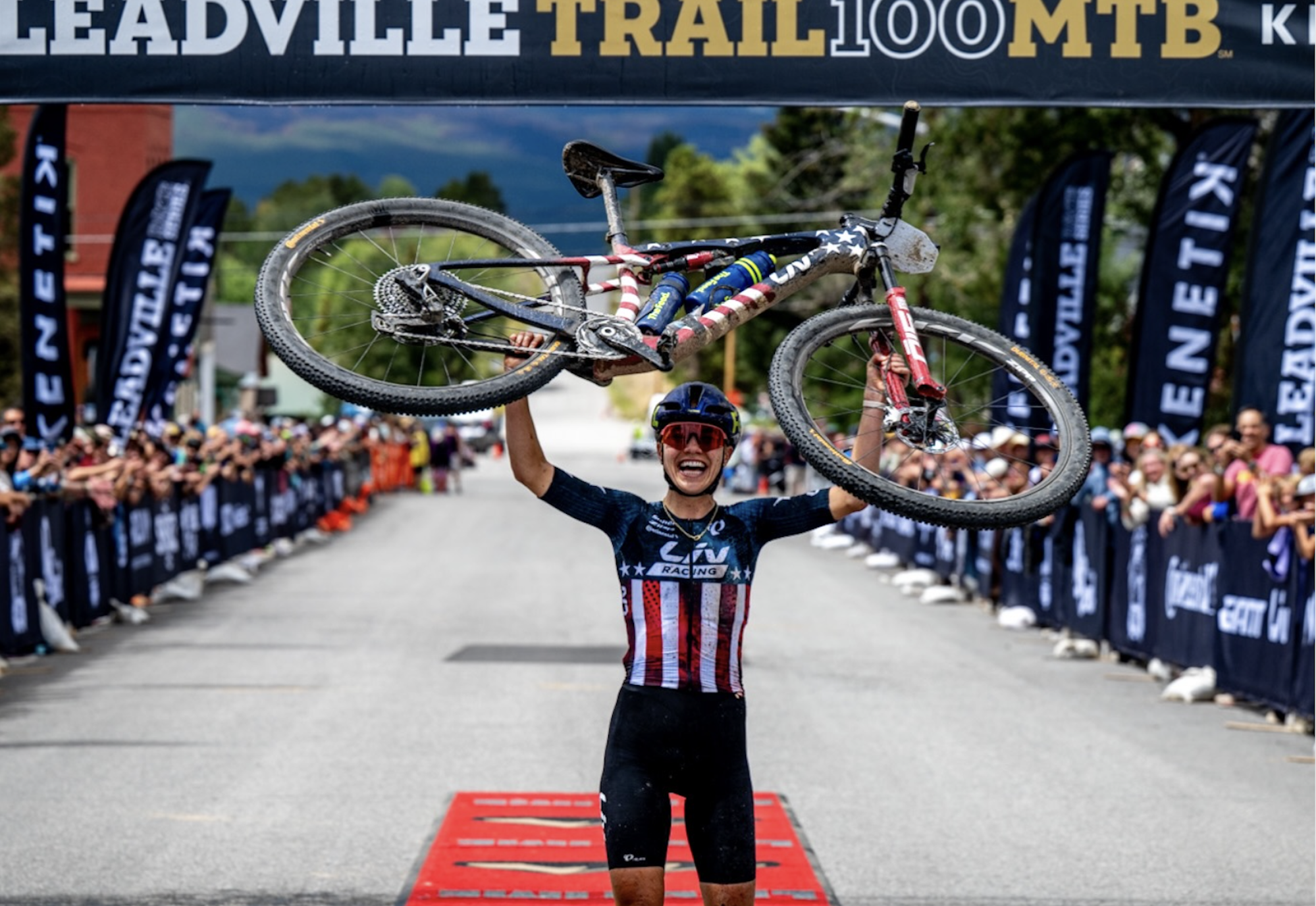 Melisa Rollins celebrates a solo win at 2026 Leadville Trail 100 MTB, her second victory at the Colorado mountain bike race