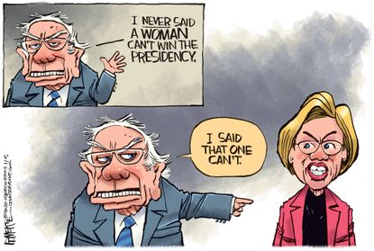 Political Cartoon U.S. Bernie Sanders Elizabeth Warren 2020