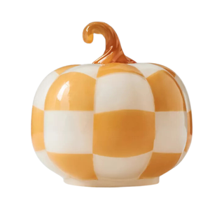 Checkered glass pumpkin decor