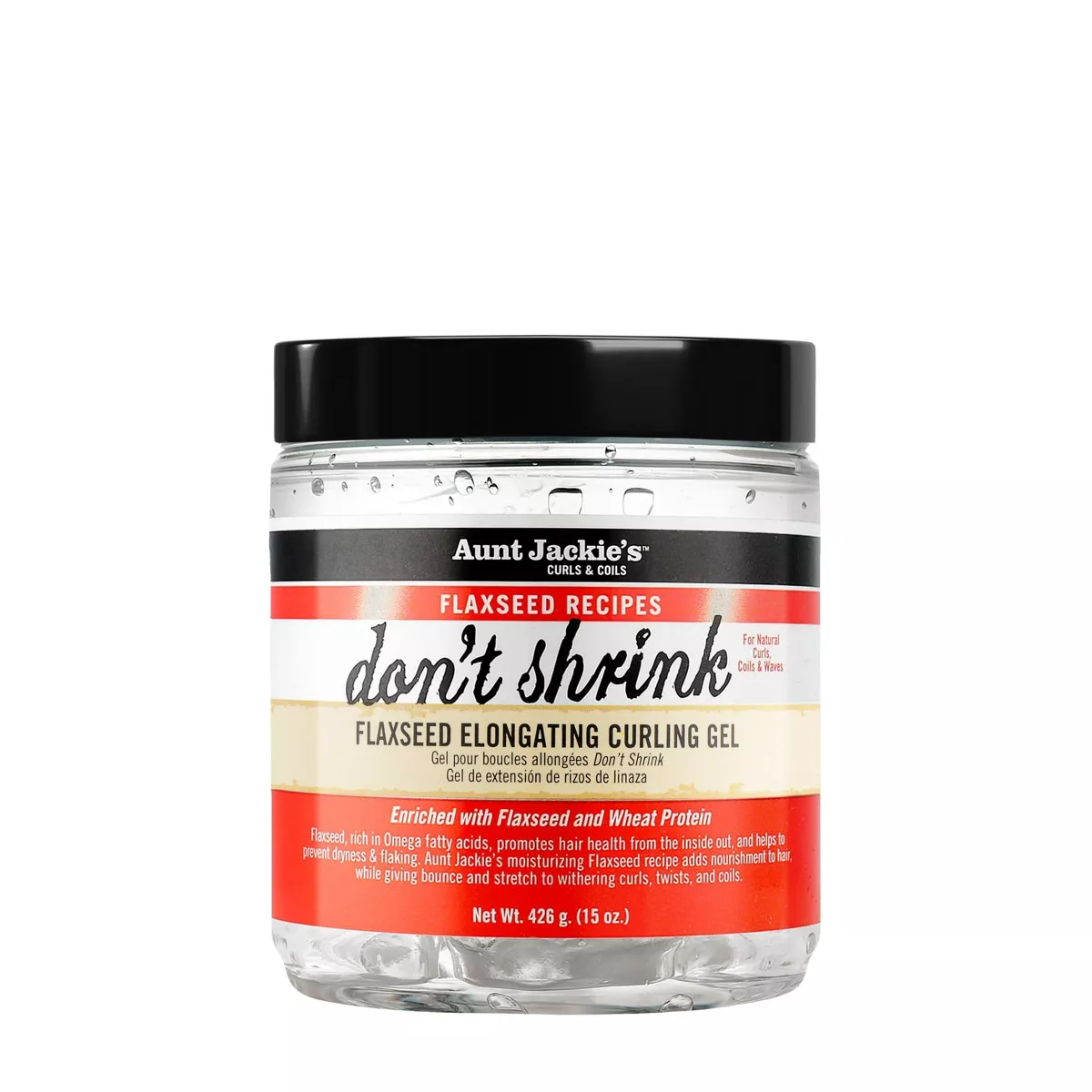 Aunt Jackie's Flaxseed Don't Shrink Curling Gel - 15oz: Shine Enhancing, for Dry Hair, Hair Styling Product
