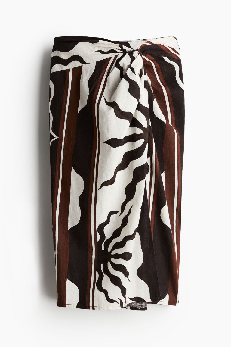 Linen-Blend Twist-Detail Skirt