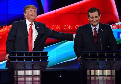 Donald Trump pats Ted Cruz on the back and says he has a "wonderful temperament"