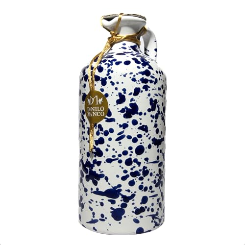 Extra Virgin Olive Oil in Hand Painted Navy Ceramic Olive Oil Bottle, Italian Cold Pressed Olive Oil, Perfect for Cooking, Marinades and Salad Dressings, 500ml