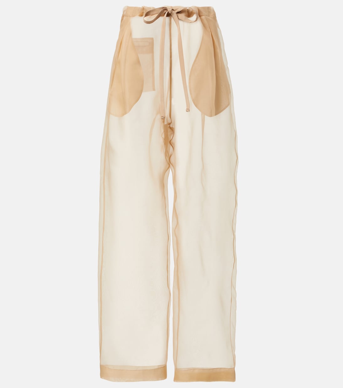 Trenton Silk Organza Wide-Leg Pants