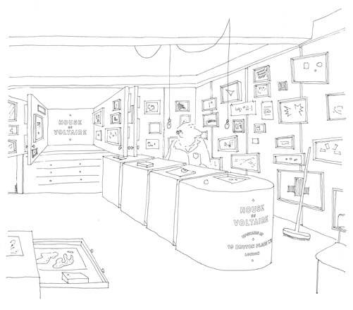 A sketch of the interior of House of Voltaire