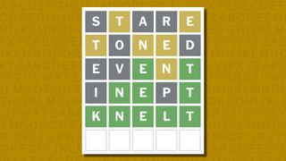 Wordle answer 845 on a yellow background