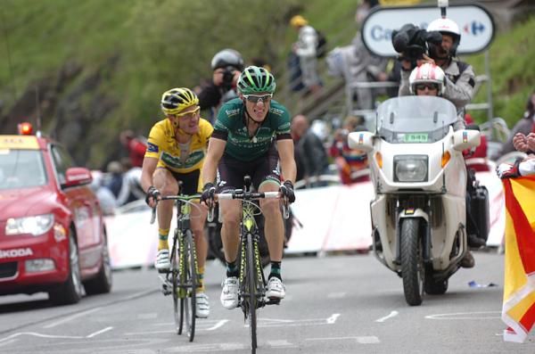 Pierre Rolland paces Europcar teammate and race leader Thomas Voeckler to the finish at Luz-Ardiden.