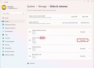 Open NVMe properties