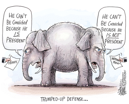 Political Cartoon U.S. trump impeachment gop defense