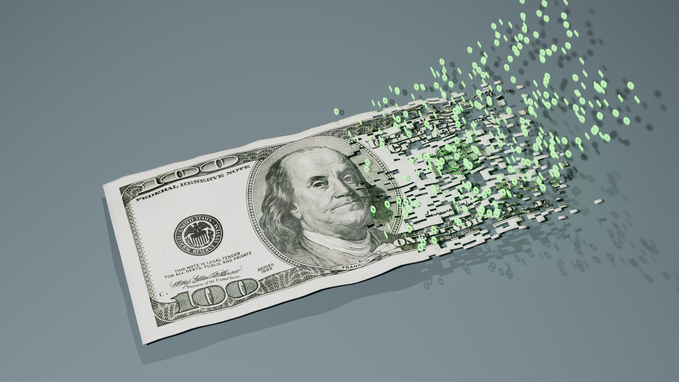 a slowly dissolving one hundred dollar bill