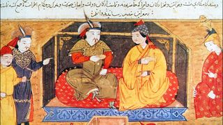 A painting of the Mongol ruler Hulagu Khan with his Nestorian Christian wife, Dokuz Khatun.