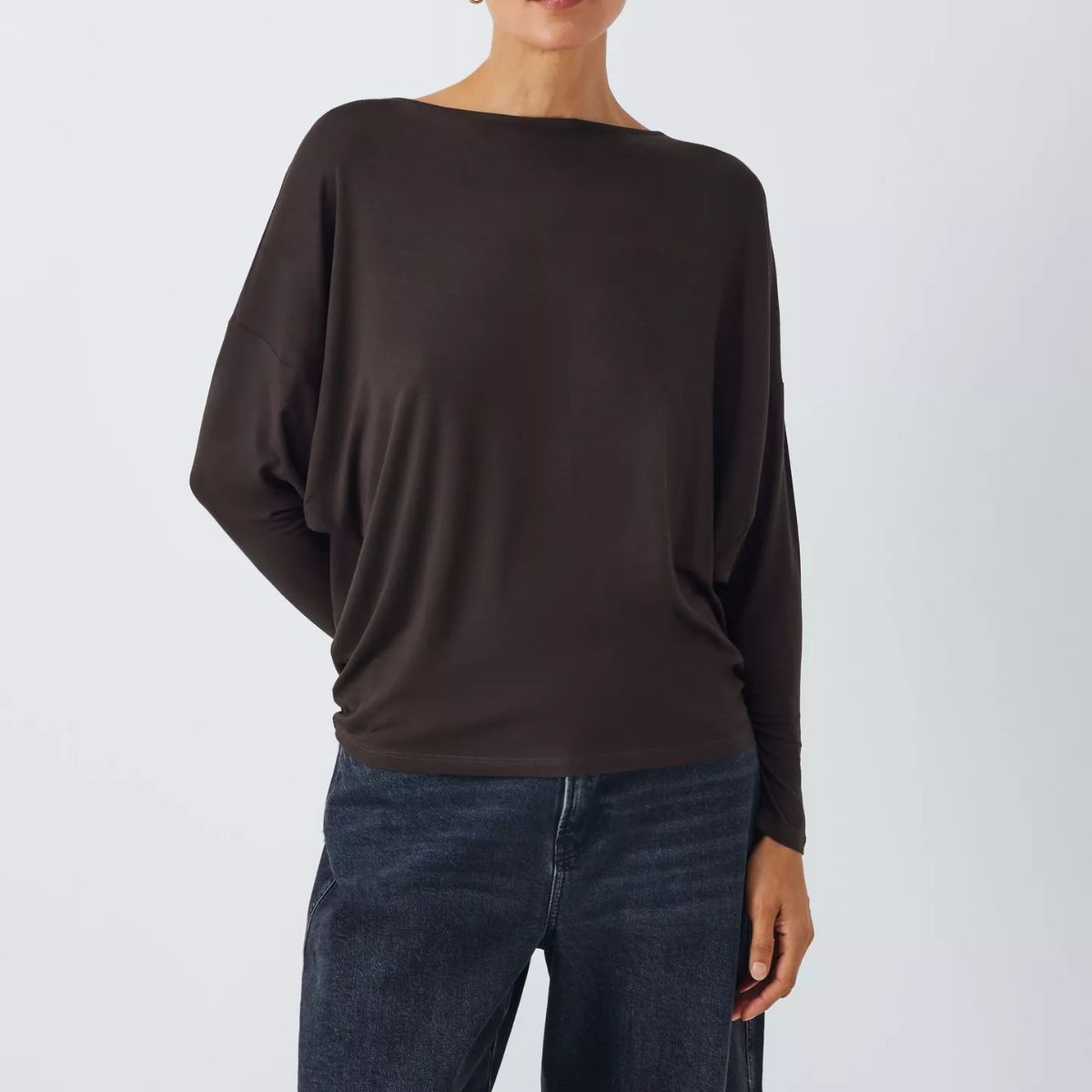 And/or Long Batwing Sleeve Jersey Top, Black