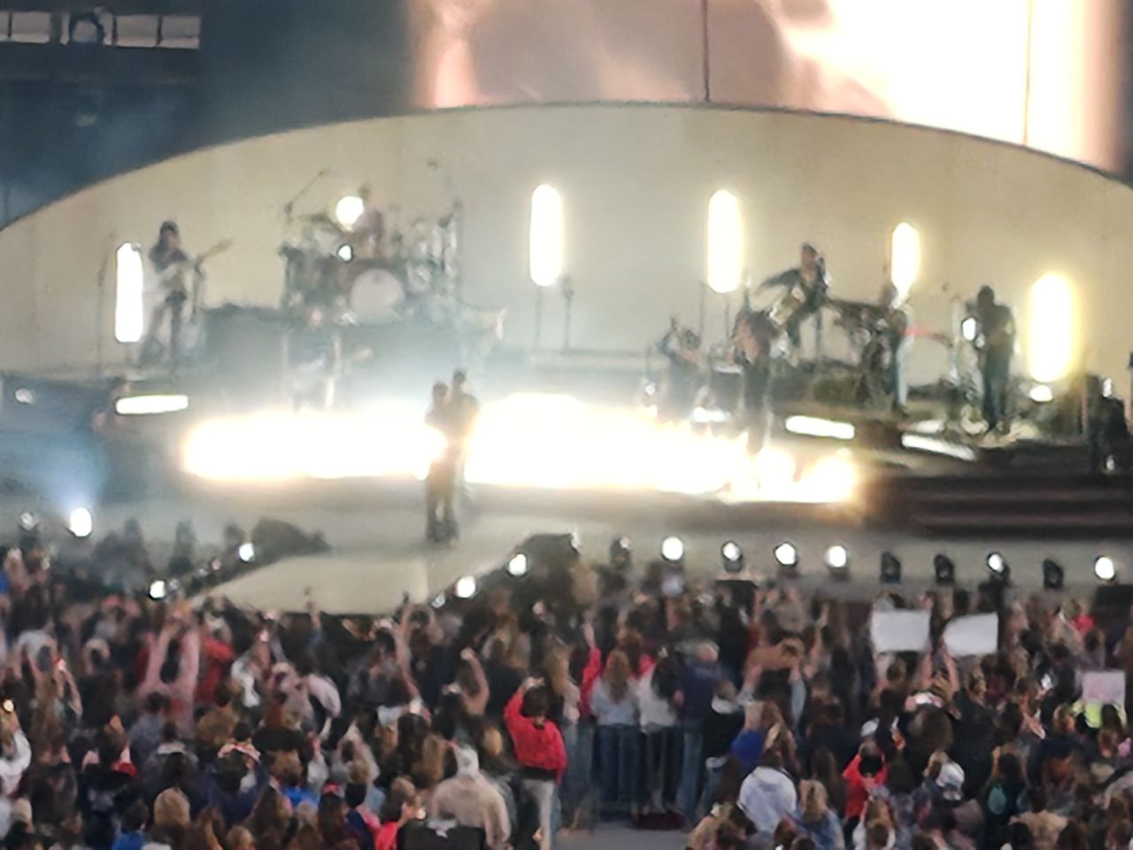 Photos of a stage at an outdoor concert