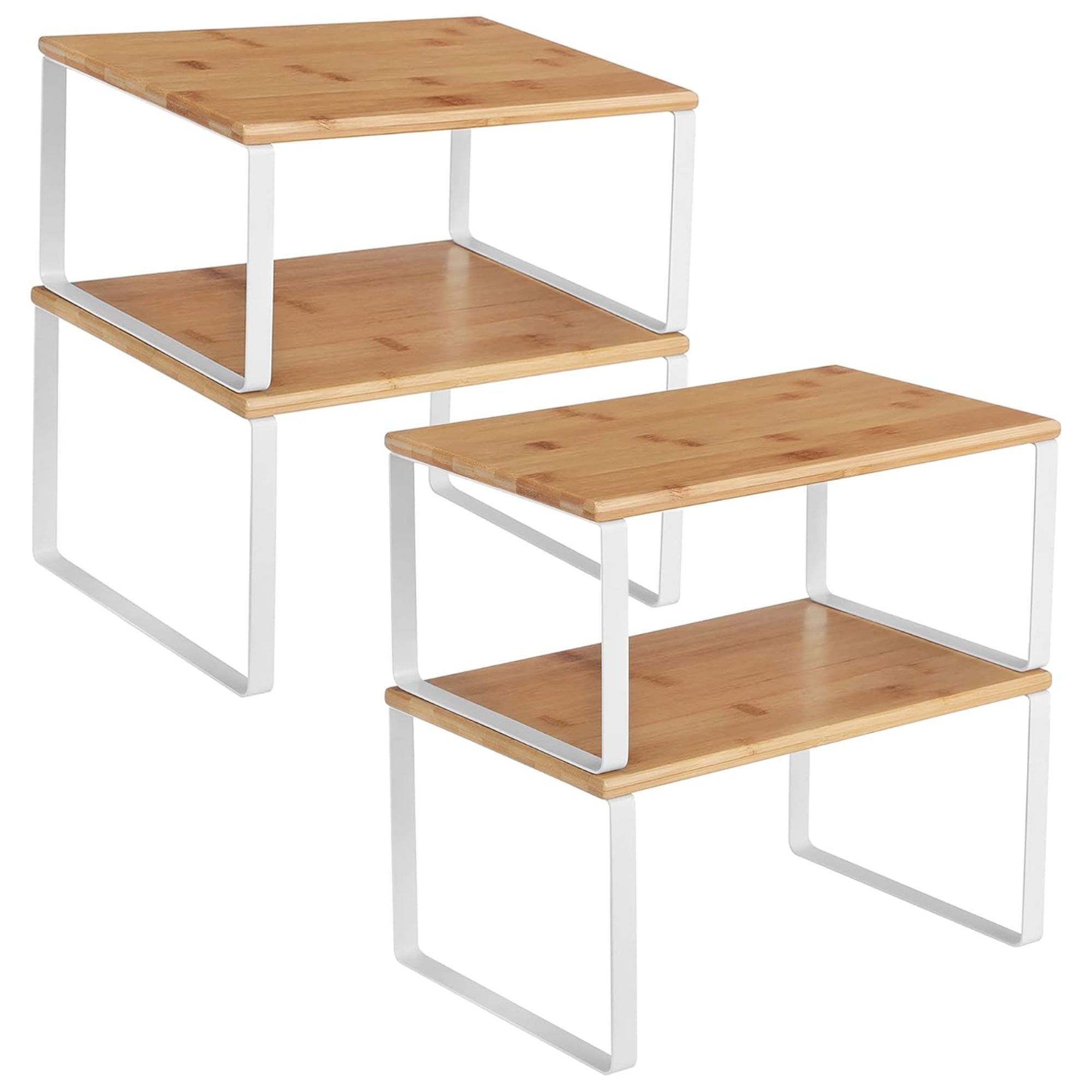 White and wood Cabinet Organizer Shelves