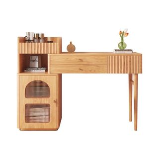 Chic modern vanity table in light wood with integrated storage