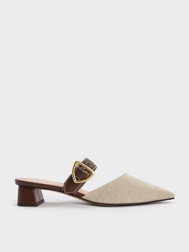 Sepphe Twill Cut-Out Heeled Mules