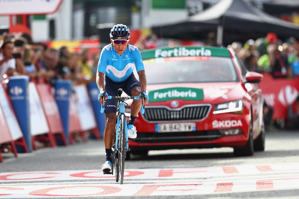 Nairo Quintana punctured on the final climb of stage 19 at the Vuelta and finished 10th