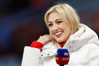 TV presenter Kelly Cates working for Sky Sports during the Premier League match between Aston Villa and Sheffield United at Villa Park on December 22, 2023 in Birmingham, United Kingdom. (Photo by James Baylis