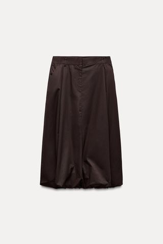 Dart Detail Balloon Midi Skirt