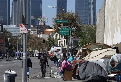 Homeless people in downtown Los Angeles.