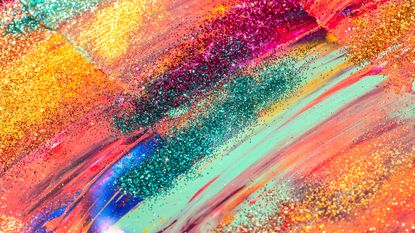 swatches of colourful and glitter make-up