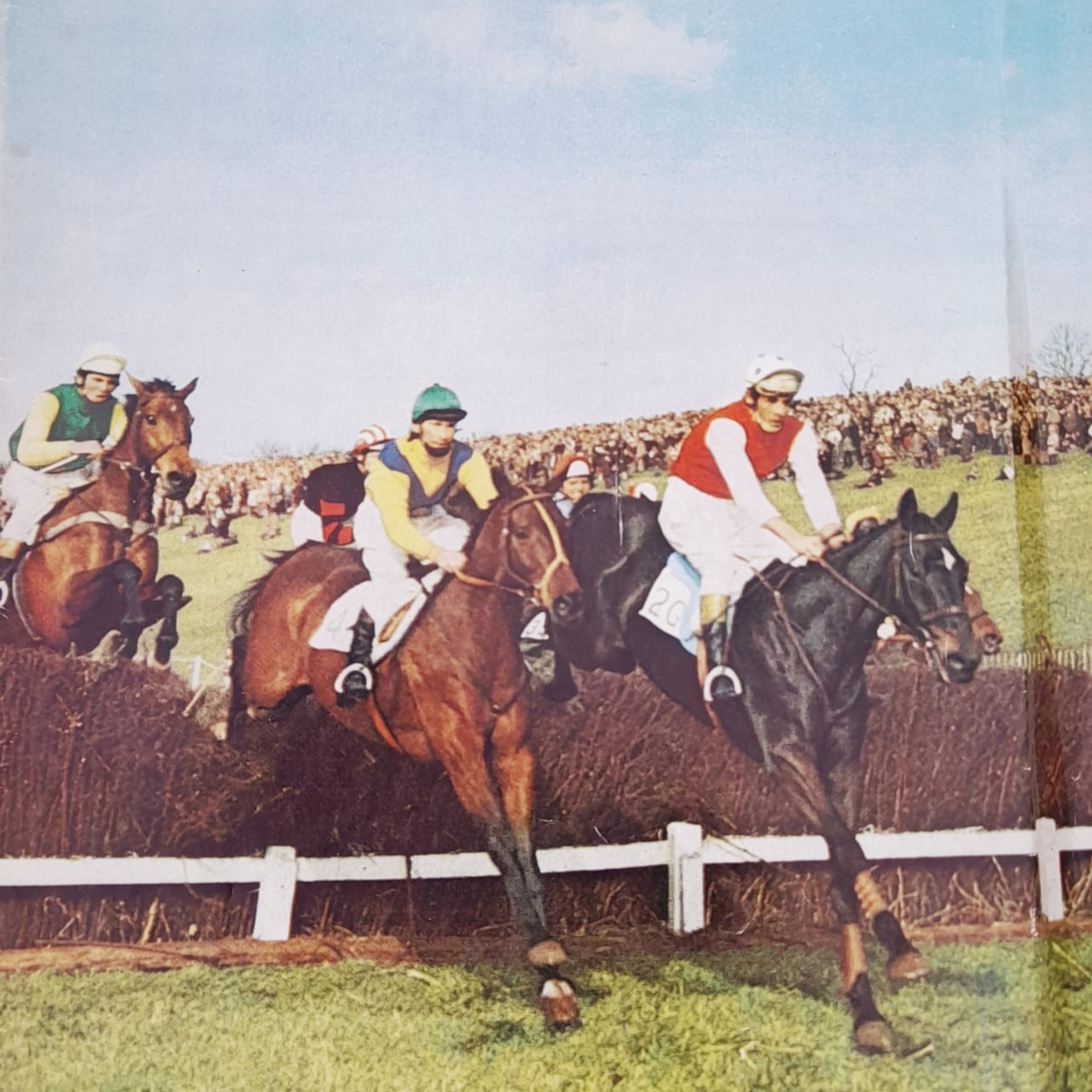 Pictured jockey Reg Brown in the green hat silk