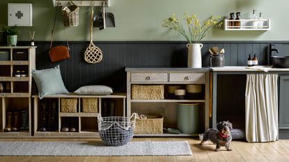 utility room with built in pet bed