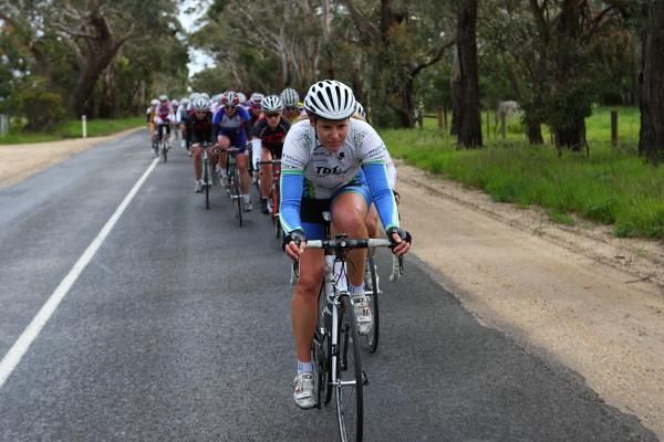 The pace was high, stringing out the bunch, on the run-in back to Anglesea