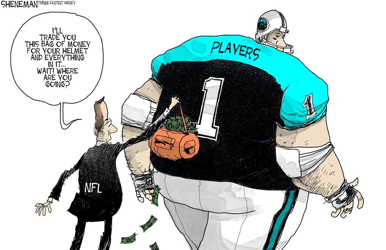 Editorial cartoon U.S. NFL concussions