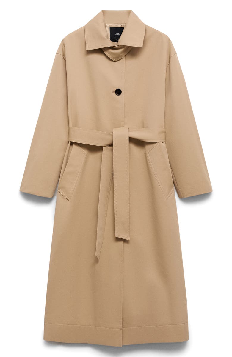 Belted Water Repellent Long Trench Coat