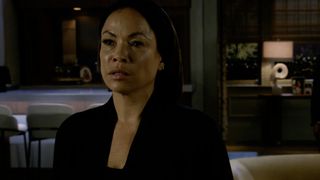 Daphnee Duplaix as Dr. Nicole Dupree Richardson upset in Beyond the Gates