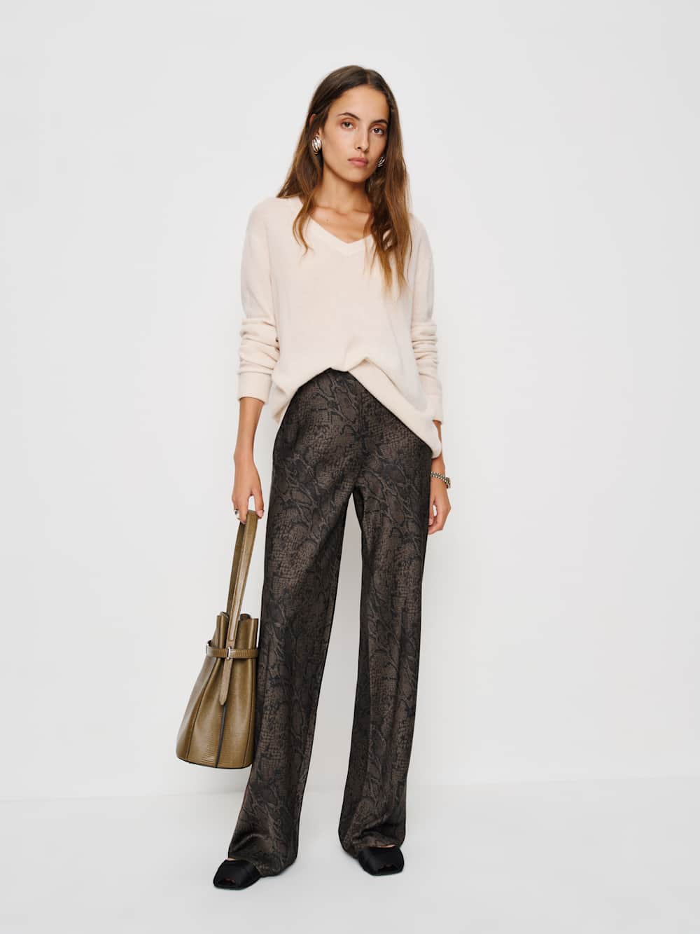 Gale Satin Mid Rise Bias Pant