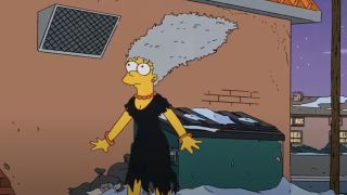 Marge Simpson starring in several different eras of the Simpsons.