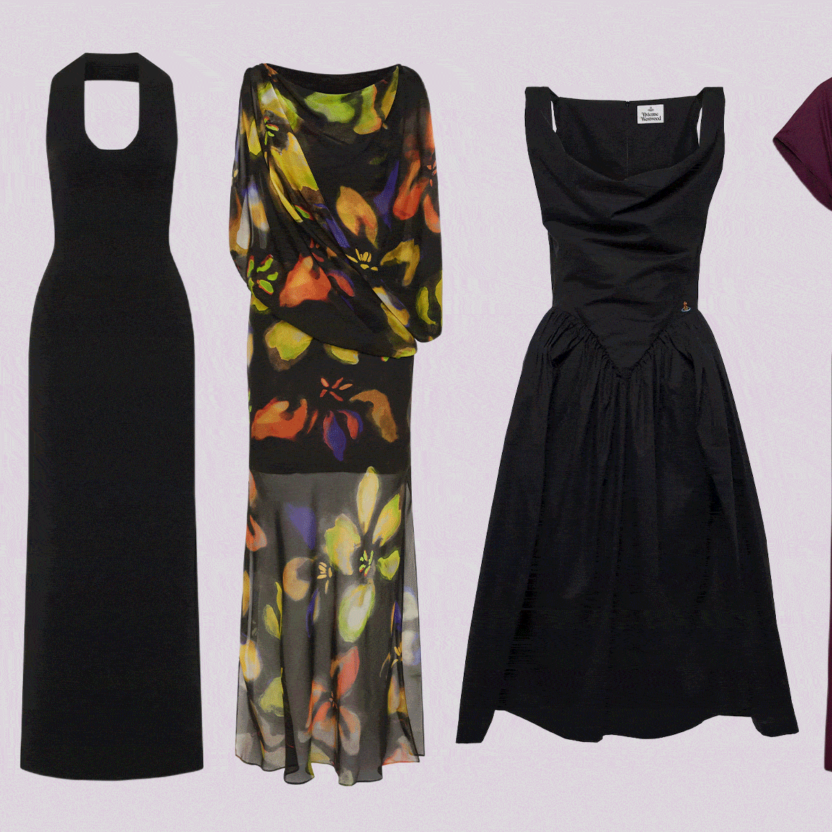 A gif of wedding guest dresses.
