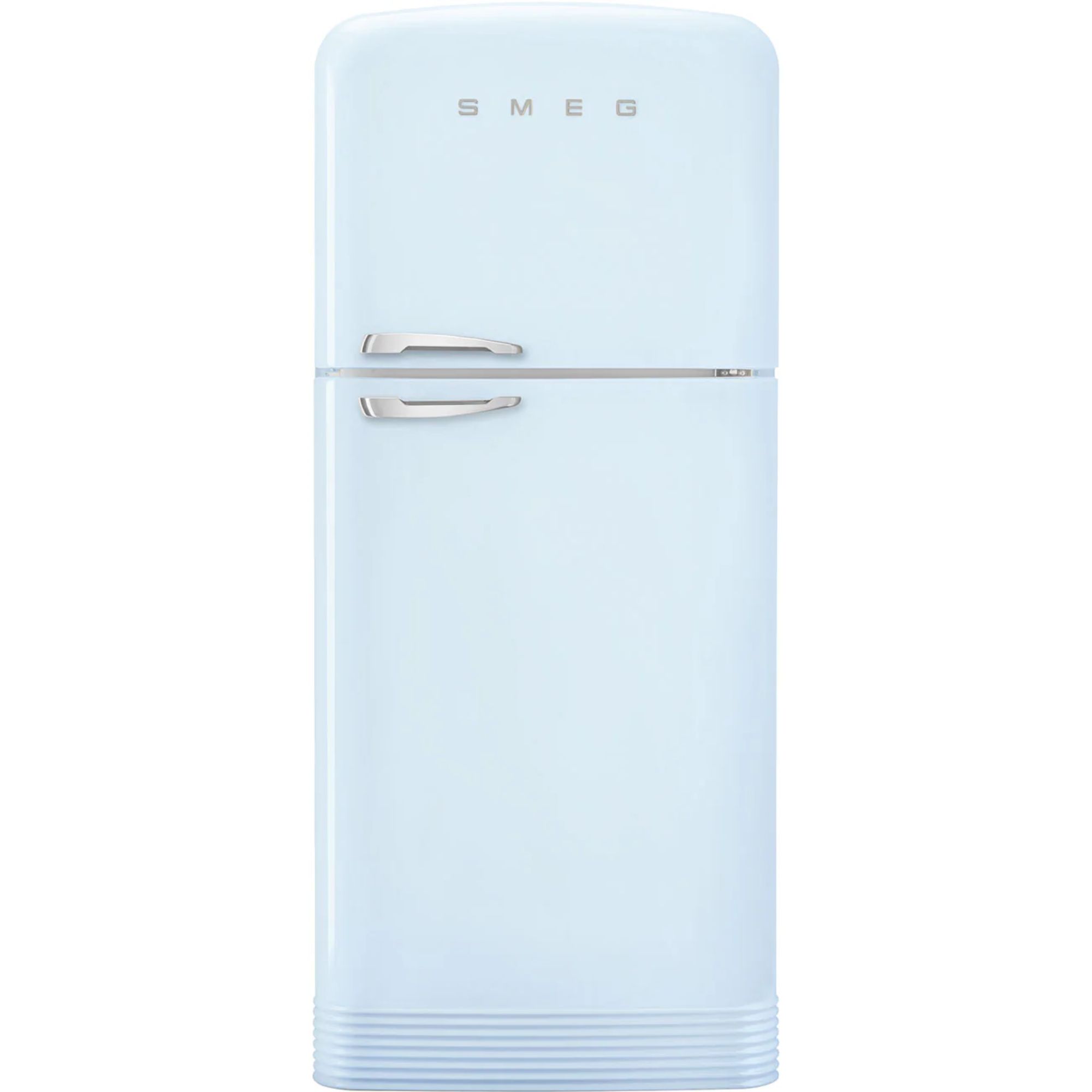 Pale blue retro-style fridge freezer