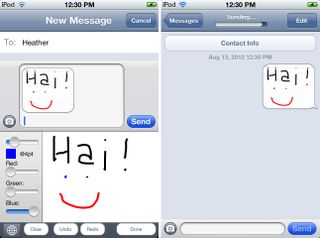 How to send a grafiti message on iPhone