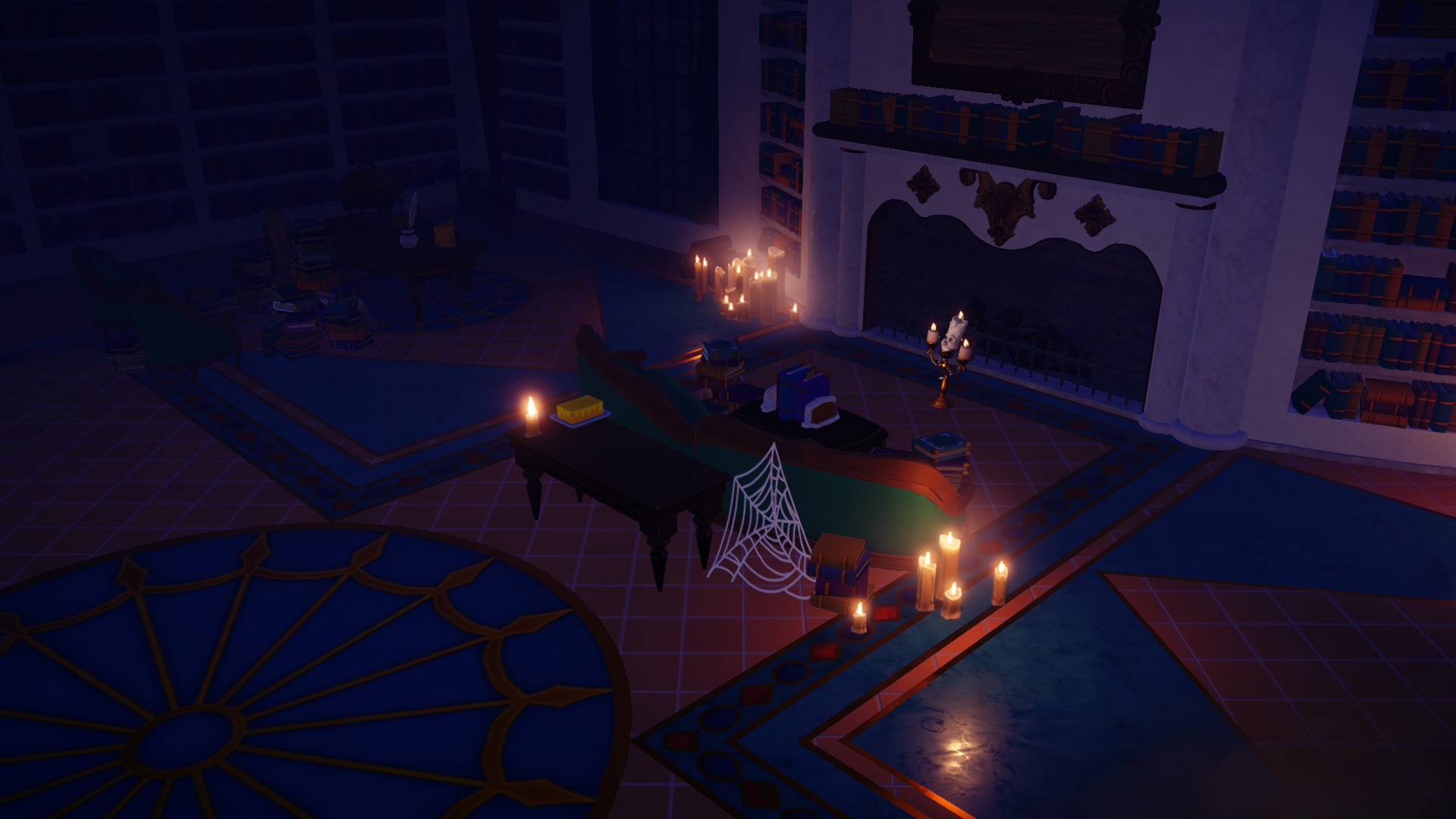 Lumiere in the dark in the Beast&#039;s Castle in Disney Dreamlight Valley
