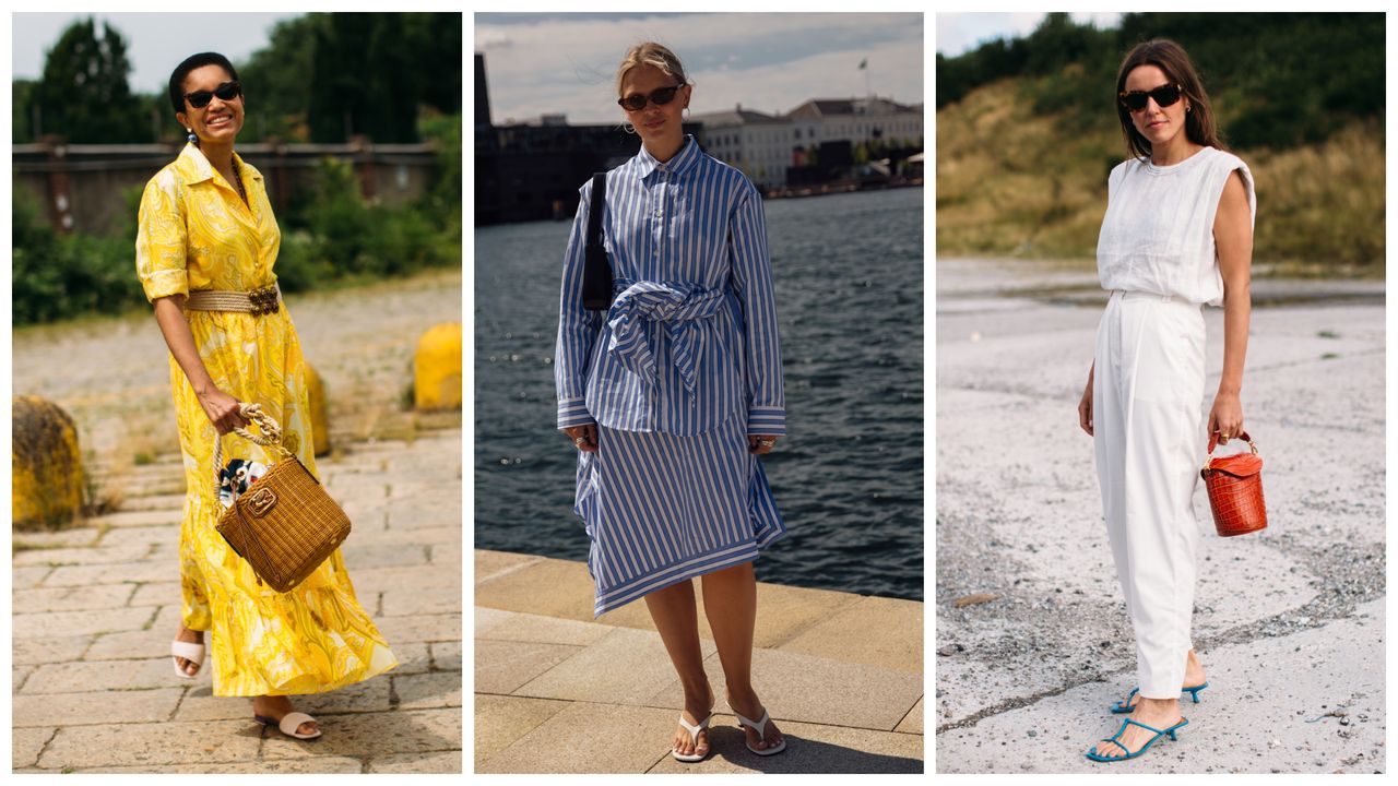 collage of women wearing vacation outfits 