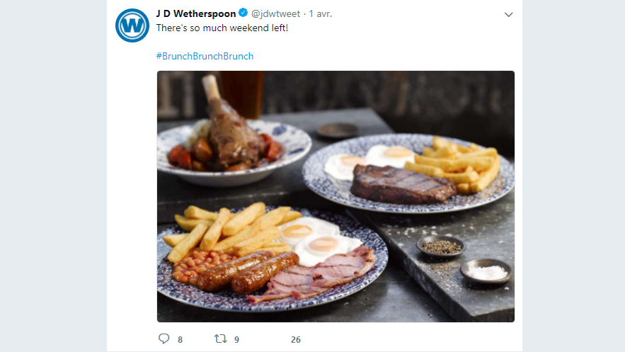 A tweet from JD Wetherspoon