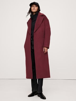 Oversized Wool-Cashmere Wrap Coat