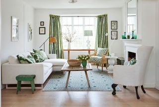 green and white living room scheme