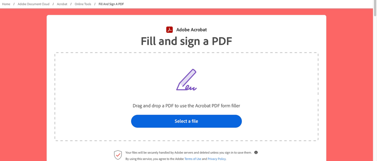 Adobe Fill &amp; Sign PDF form-filler during our review 