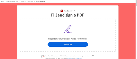 Adobe Fill & Sign PDF form-filler during our review 