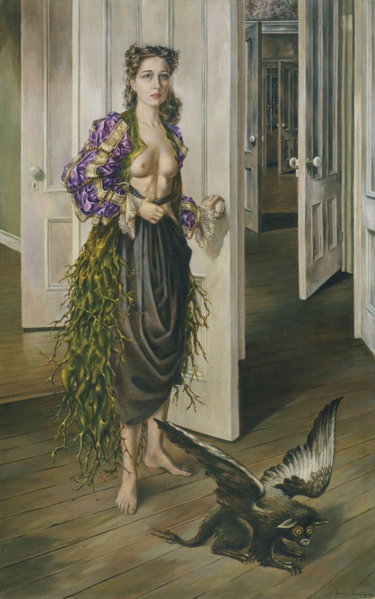 &#039;Birthday&#039; by Dorothea Tanning (1910 – 2012). Painted in 1942, oil on canvas, 1022 x 648 mm.