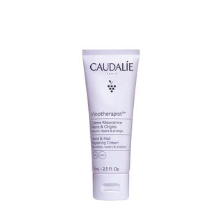 A 75ml Caudalie Vinotherapist Hand and Nail Cream in a lavender purple squeeze tube