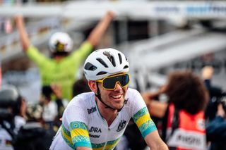 Picture by Chris AuldSWpixcom 29092024 2024 UCI Road and Paracycling Road World Championships Zurich Switzerland Mens Elite Road Race Ben OConnor Australia finishes second in the 2024 Men Elite Road Race World Championship