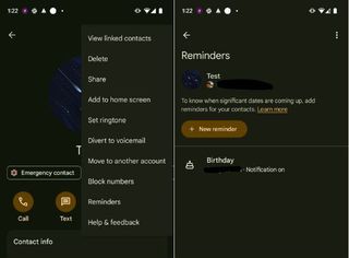 Google Contacts Reminders feature