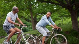 A man and woman enjoying a bike ride together
